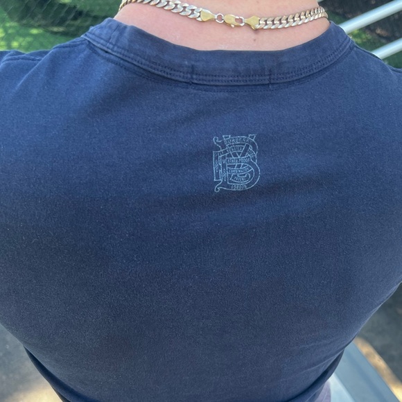 BURBERRY YARN PROOF HOME OFFICE PATTERN GABARDINE PATENT MEN NAVY BLUE T SHIRT S - Picture 11 of 16